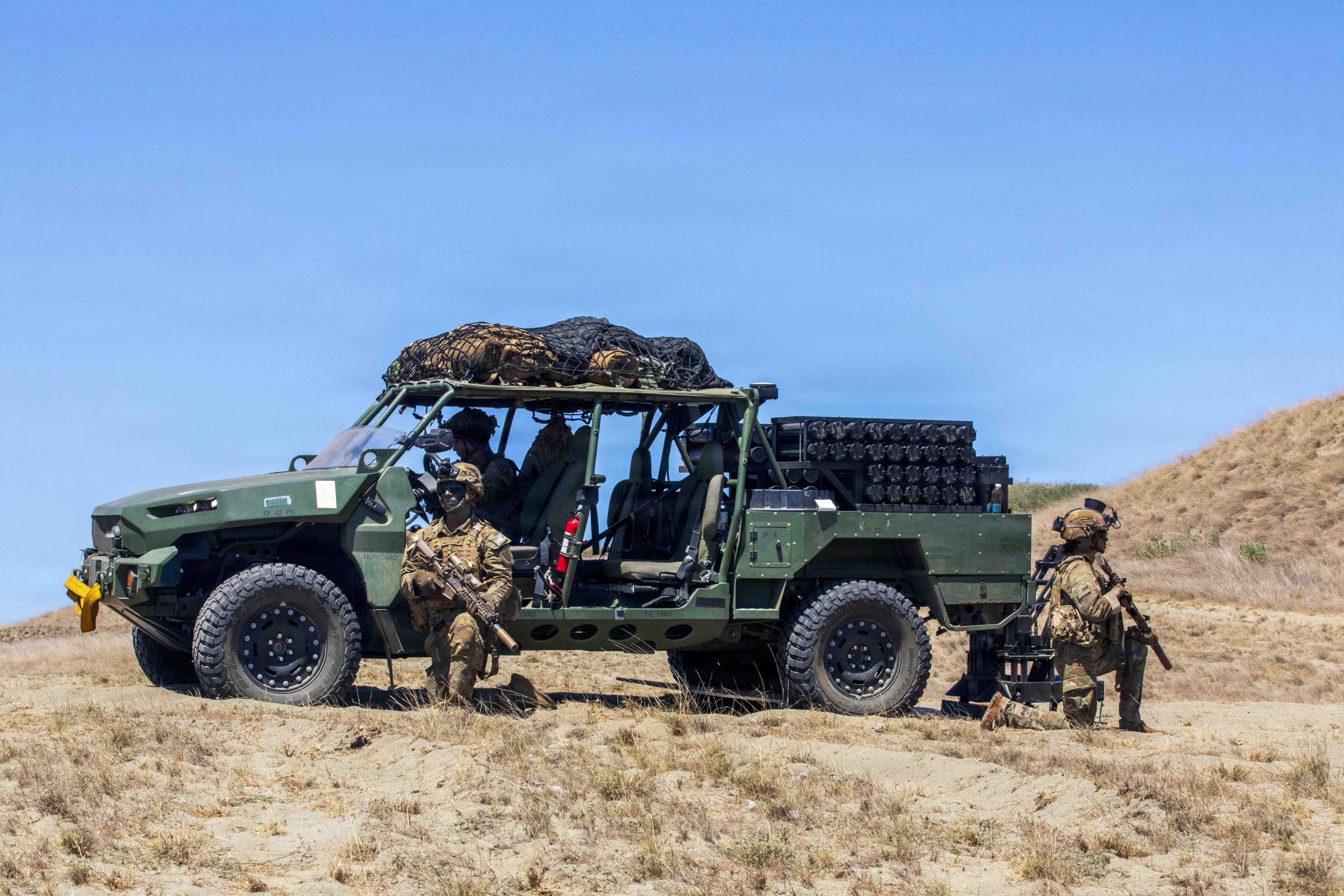 U.S. Soldiers assigned to 2nd Battalion, 35th Infantry Regiment, 3rd Mobile Brigade, 25th Infantry Division, pull security of their Scorpion Light Mobile Mortar System during a counter landing life-fire exercise as part of Exercise Balikatan 2026 in Laoag City, Philippines, May 4, 2026. Balikatan is a longstanding annual exercise between the Armed Forces of the Philippines and U.S. military that represents the strength of our alliance, improves our capable combined force, and demonstrates our commitment to regional peace and prosperity. (U.S. Army photo by Spc. Hunter Carpenter)